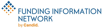 Logo in orange and blue lettering that reads, "Funding Information Network Partner by Candid."